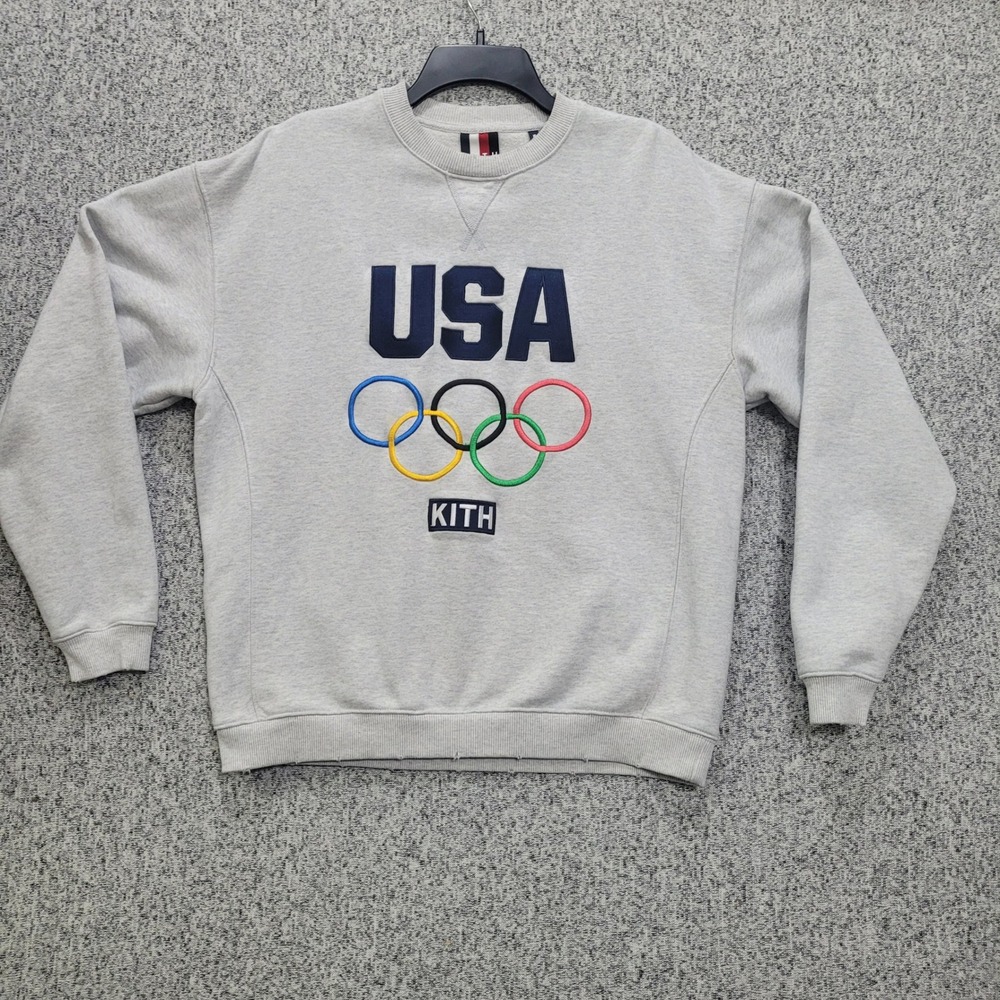 Kith Team USA Olympic Rings Crewneck Sweatshirt Heather Grey Small